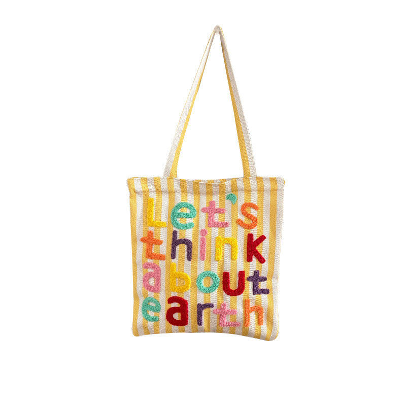 Colorful Embroidery Letter Canvas Shoulder Bag A Functional and Fashionable Choice