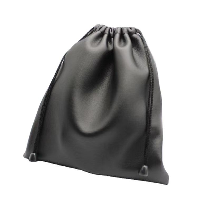 Custom Gold PU Leather Drawstring Cosmetic Packaging Pouch for Medium Size Gifts
