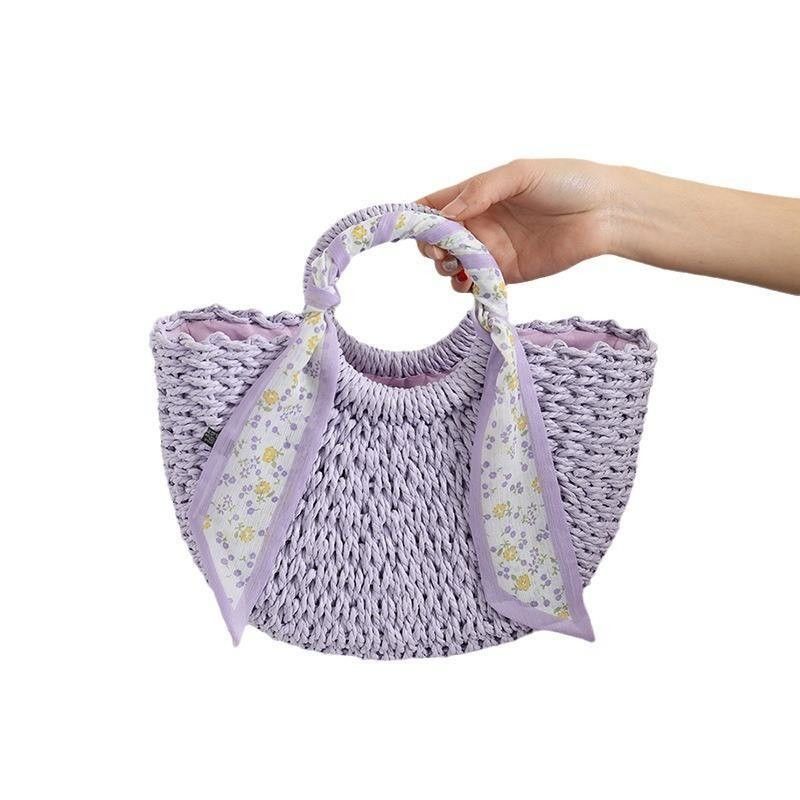 2024 Summer Travel Beach Woven Bag with Open Closure Type and Straw Tote Handbag Woman