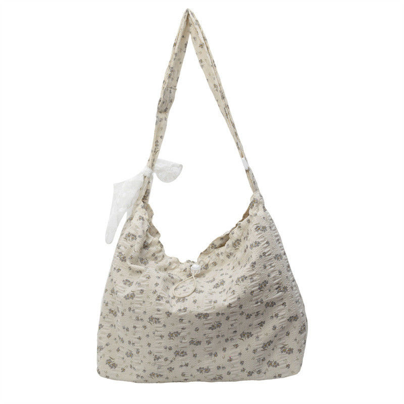 Simple Fashion Straw and Lace Shoulder Bag for Ladies Large Capacity Underarm Tote Bag