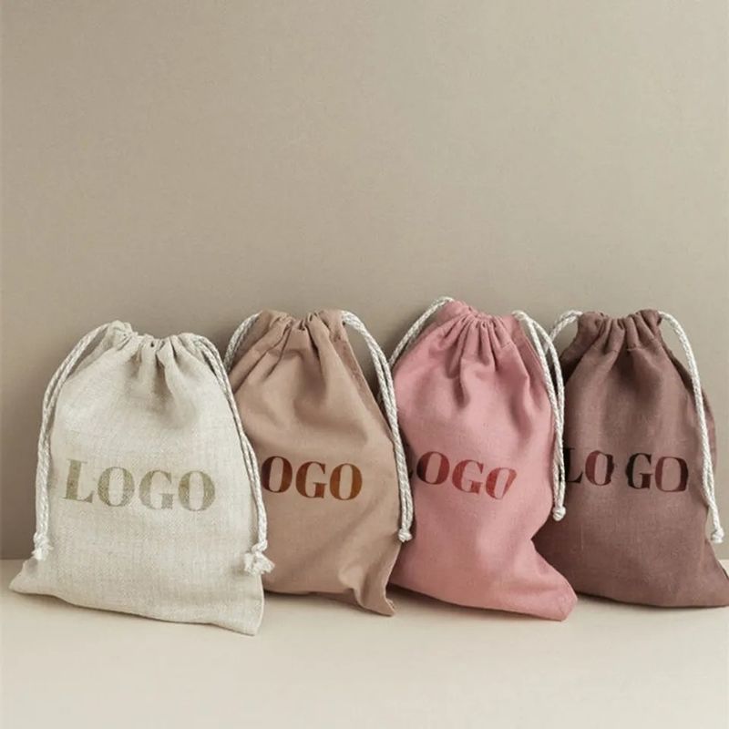 Personalized Colorful Canvas Cotton Drawstring Bag with Double String Style PUNCH