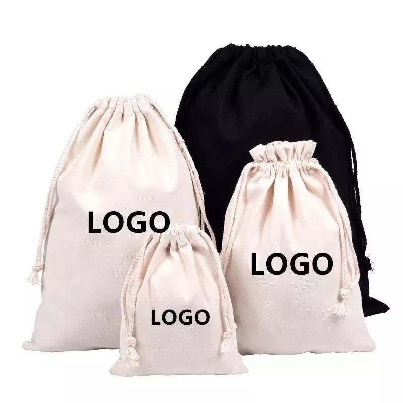 Custom Logo Accepted 100% Organic Cotton Canvas Pouch for Personalized Gift Packaging