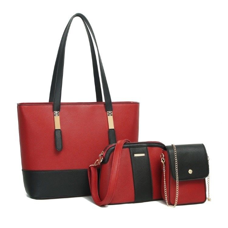 Fashion Letter Print Cotton Tote Bag for Women Large Capacity Three Piece Handbag Set