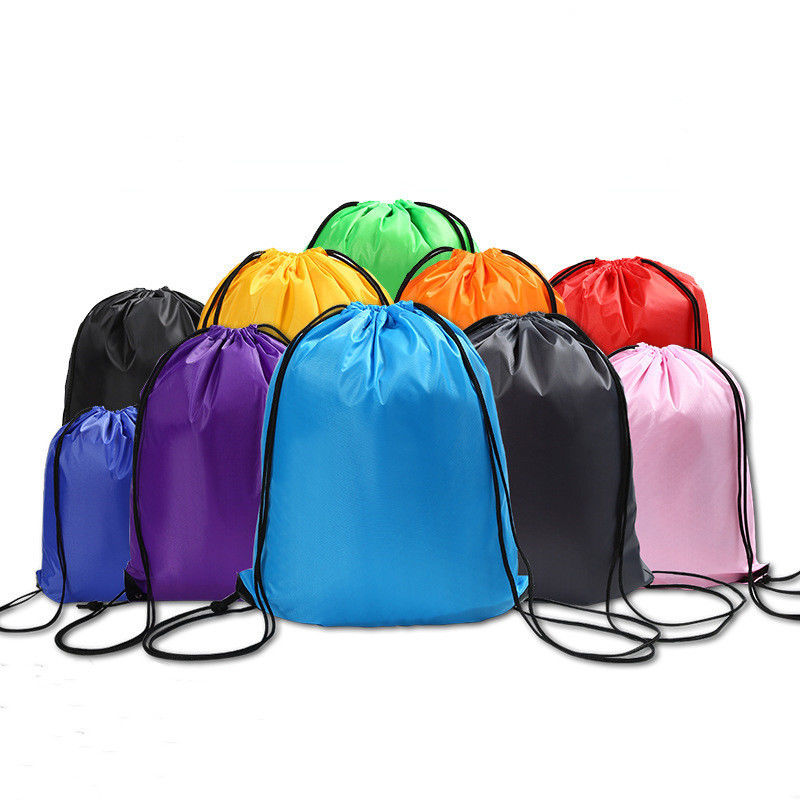 Medium Size Custom Printing Logo 210D Basketball Drawstring Nylon Bag for Gym Shoes