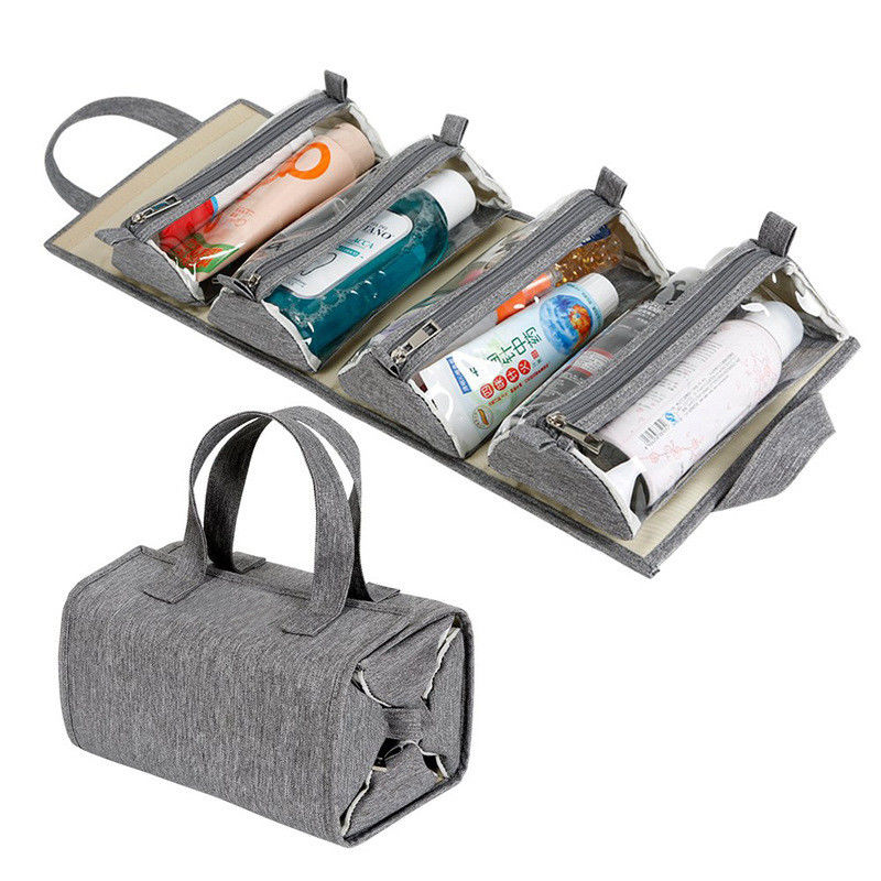 Zipper Closure Hanging Roll-up Makeup Bag Travel Toiletries Kit Organizer for Women