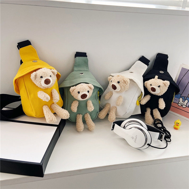 Mini Canvas Bag 2024 Cross-body Cute Bear Chest Bag for Boys and Girls Customized Color