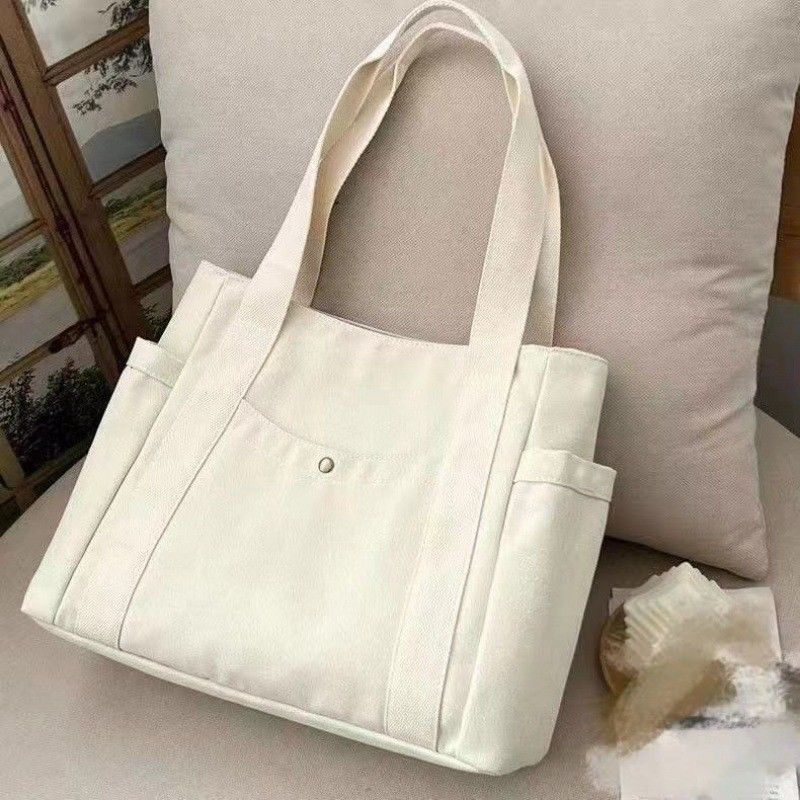 Plain Reusable Colores Large Cotton Canvas Tote Bag With Zipper for Travel and Outgoing