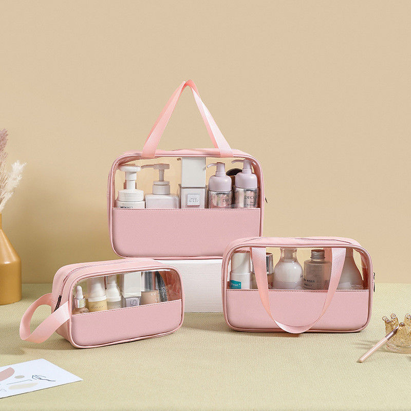 Solid Pattern Type Transparent PU Makeup Brush Beauty Skin Care Pouch for Custom Logo