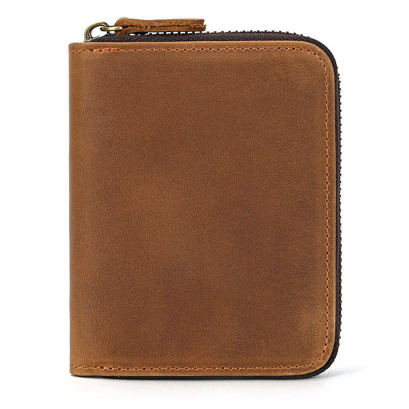 Men's Genuine Leather Wallet With Card Holder Short Purse Zipper Wallets For Standard