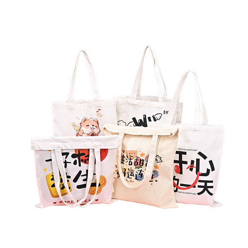 Custom Logo Black Handle Canvas Bag 100% Cotton Tote Bag for Your Business Needs