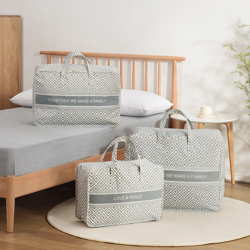 Gender-Neutral Cotton Linen Storage Bag for Fashion Clothes Quilt Travel Moving