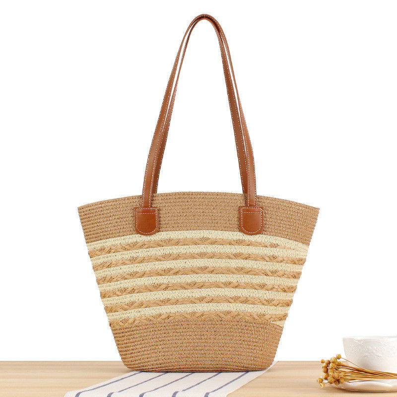 Large Straw Tote Bag Handmade Knitting Marocco Shoulder Beach Bag for Women's Summer