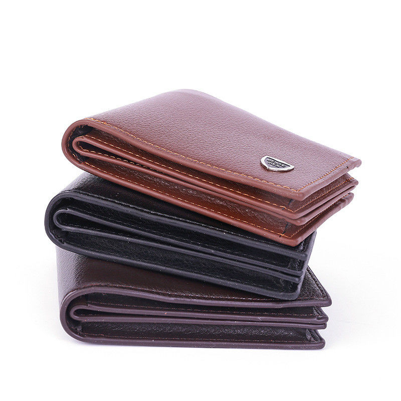 Men's Bifold Crazy Horse Real Leather Wallet with 2 ID Window Full Grain Leather