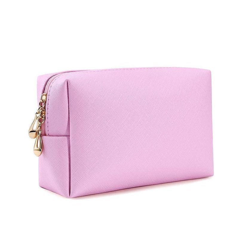 Makeup Cosmetic Bag Non Woven Durable Zipper Pouch Washable Eco Friendly Pink OEM/ODM