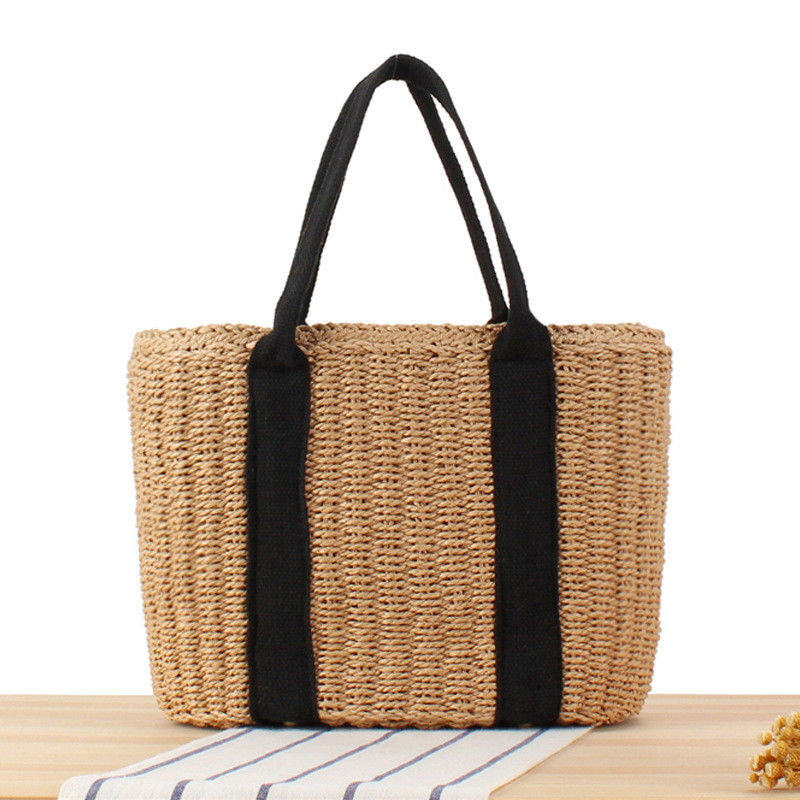 Women's Bali Vacation Shopping Bag Handmade Straw Tote Bag with Large Capacity