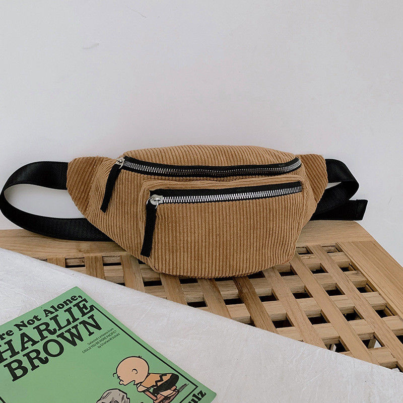 Unisex Corduroy Waist Bag for Running and Gym Featuring Customized Logo