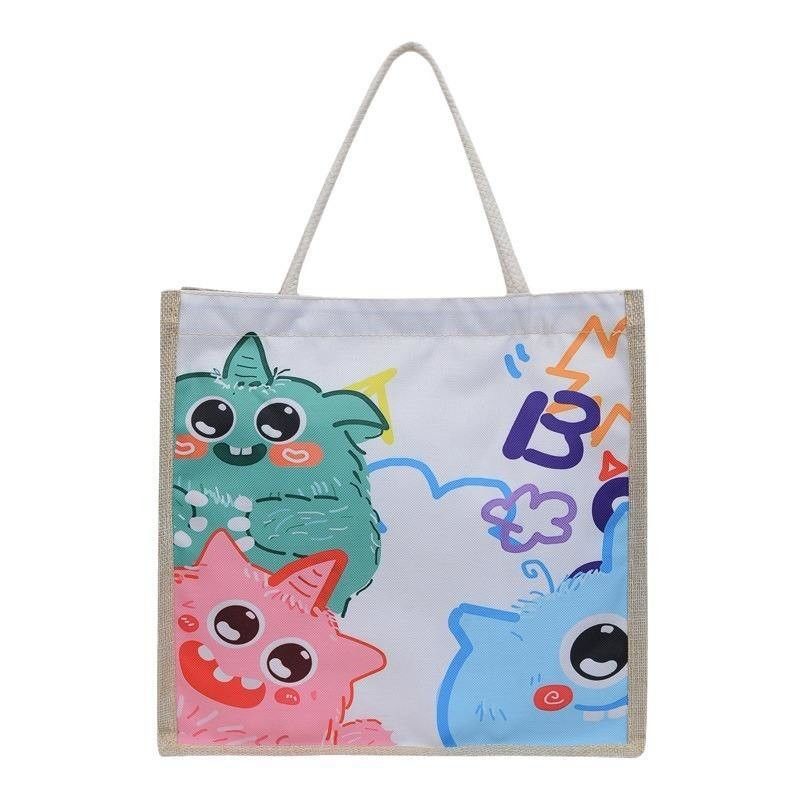 2024 Children's Custom Cartoon Shoulder Bag for Beach Leisure Travel Canvas Tote Bag