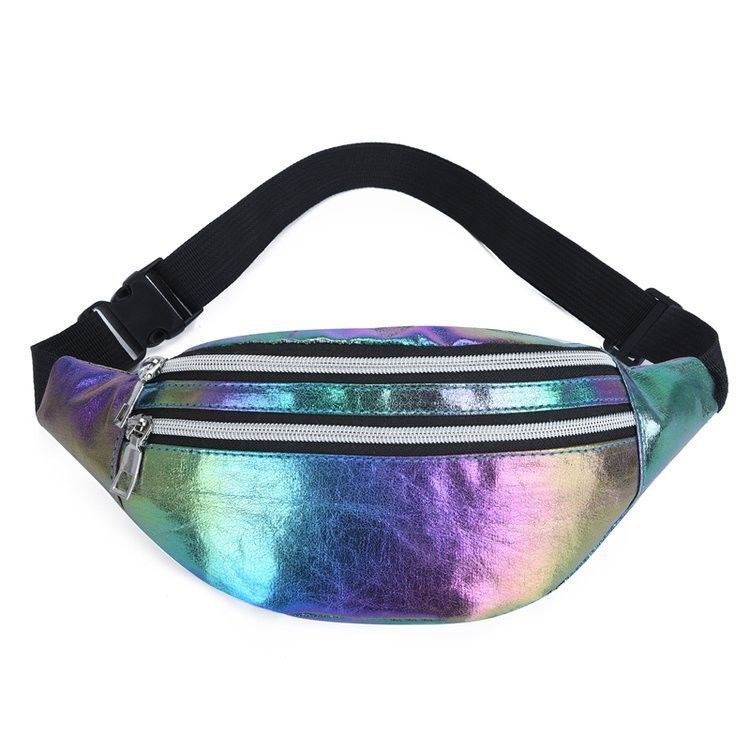 Stylish Customized Color Holographic Fanny Pack Waist Bag for Girls Laser PU Material