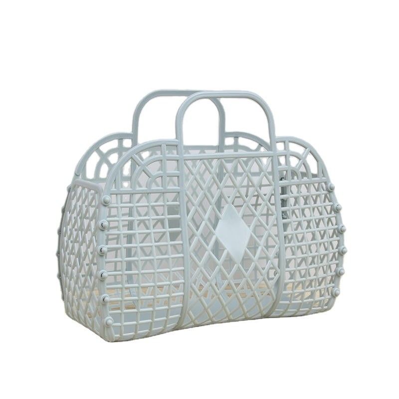 Kids Beach Bag Reusable Gift Basket Open Closure Plastic Tote Bag for Girls and More