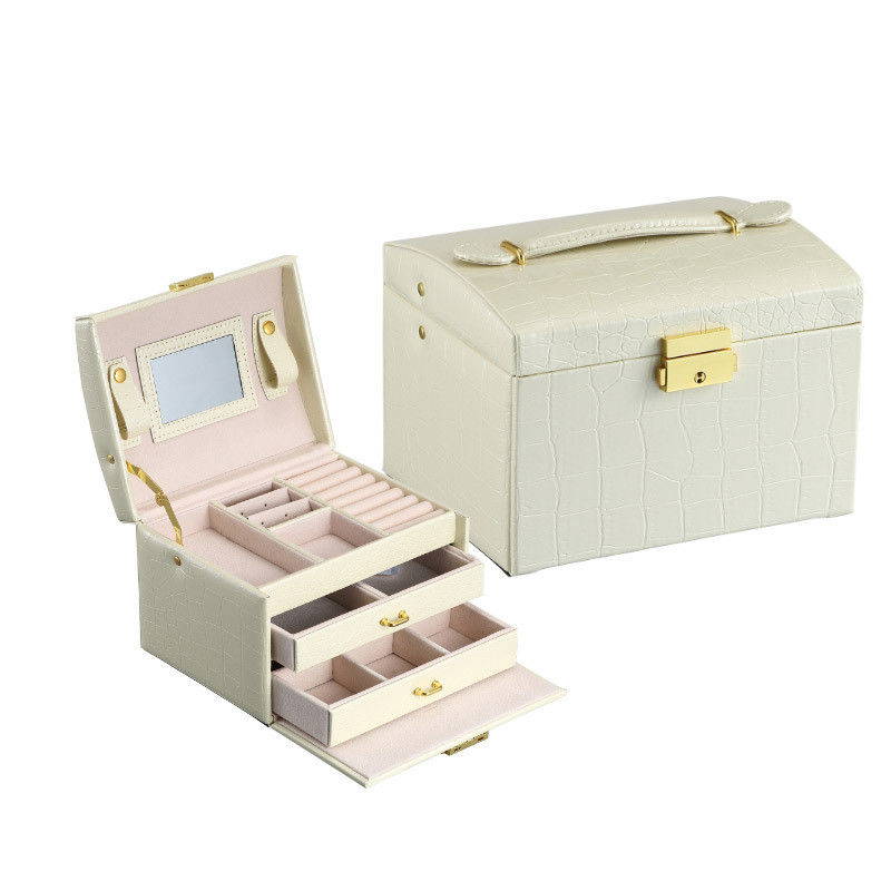 Accepable OEM/ODM Fashion Suit Travel Jewelry Boxes with Large Storage in Pu Leather