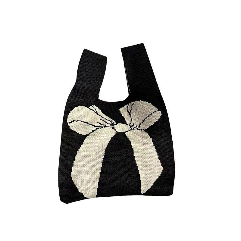 Customized Tote Bag Design Knitted Organic Cotton Fabric with Eco-Friendly Bow Knot