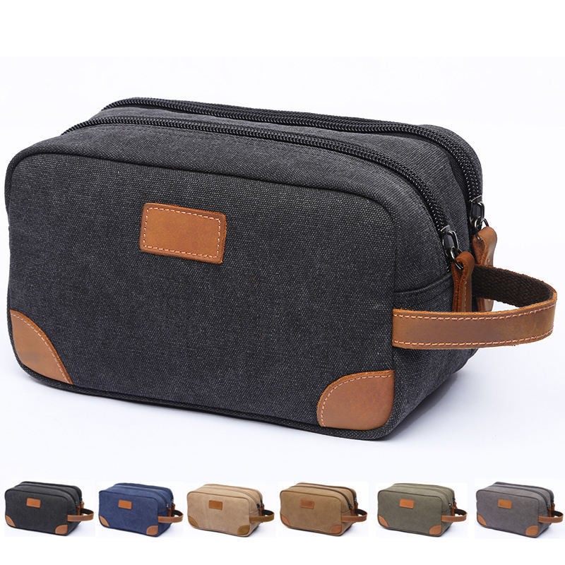 Canvas Toiletry Bag for Men Custom Beard Grooming Shaving Dopp Kit Cosmetic Travel