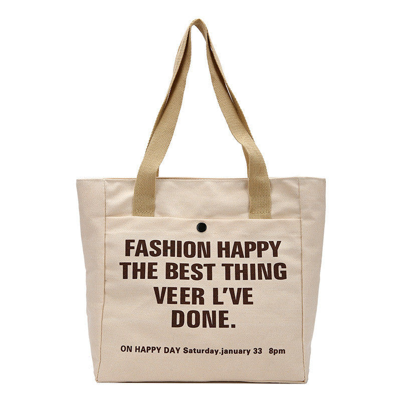 Open Closure Fashion Style Customized Printing Canvas Shopping Bags Large Cotton Tote Bag