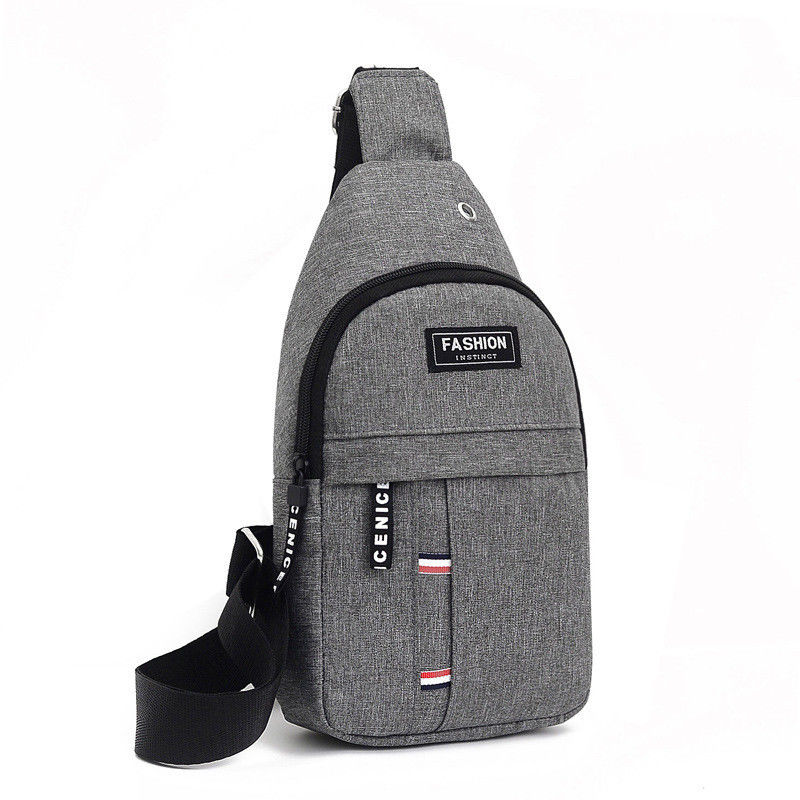 Custom Logo Earphone Hole Men's Sling Bag for Daily Life and Sport in Versatile Style