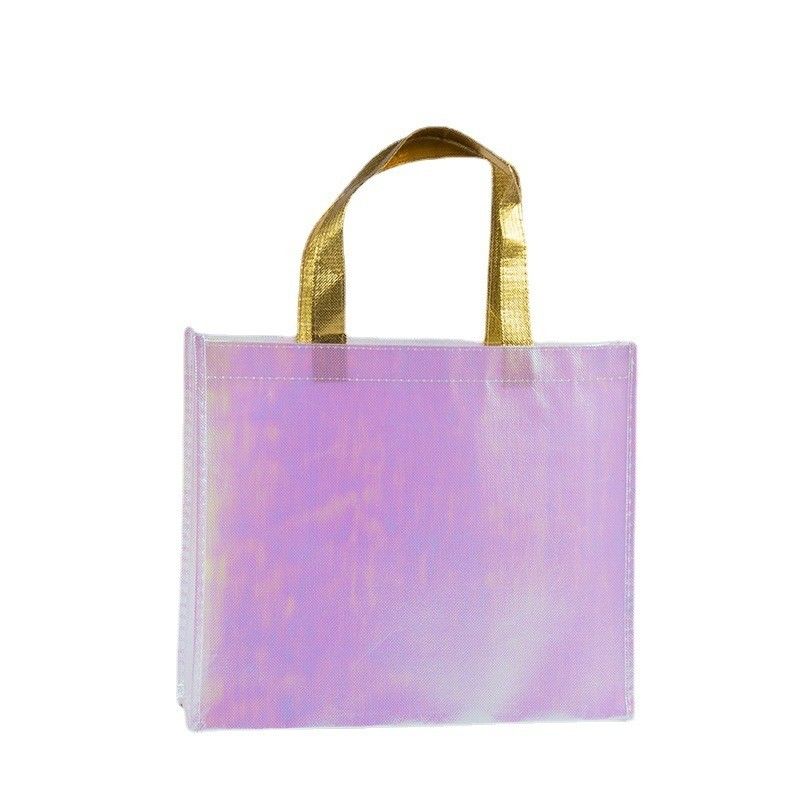 Printed Custom Logo Non-woven Metallic Shiny Laminated Gift Tote Bag for Daily Life