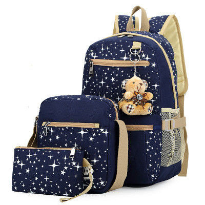 School Bag Kids Backpack Set Of 3 For Leisure Travel With Water-Resistant Design