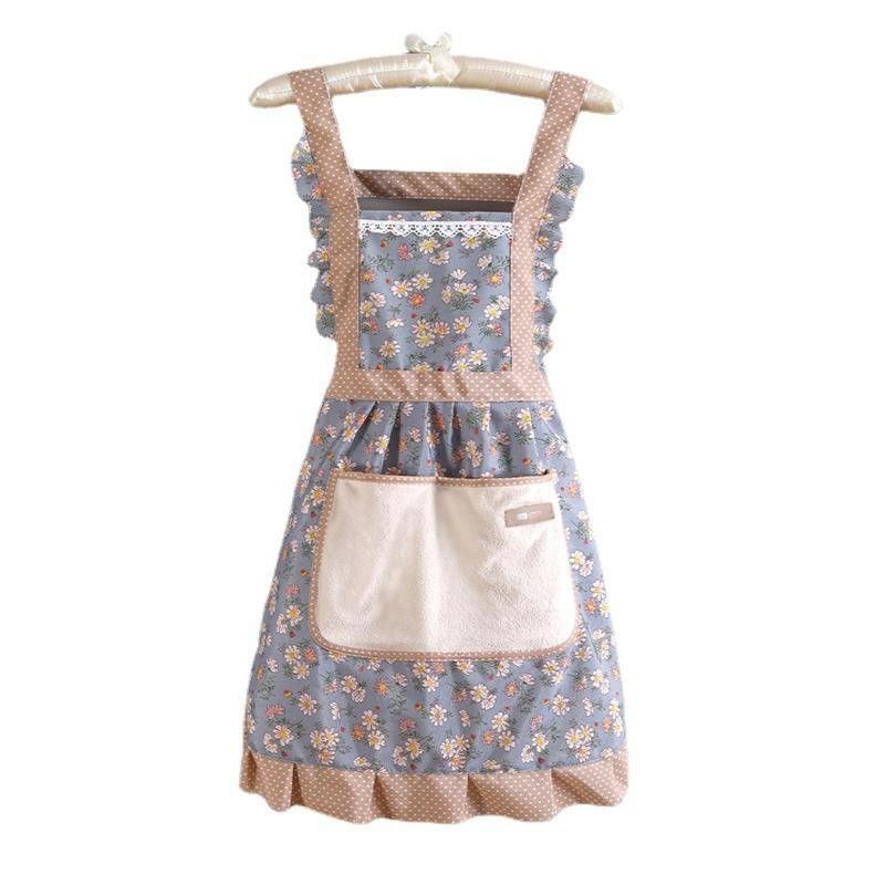 Korea Home Kitchen Decoration Durable and Breathable Floral Ruffled Aprons for Women