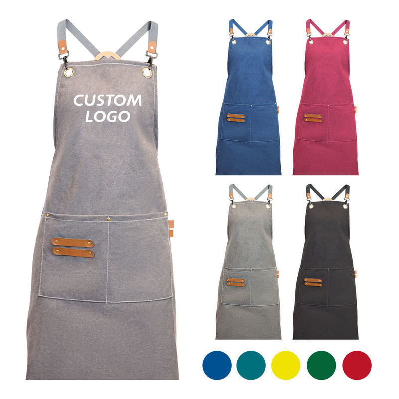 Custom Logo Cross Back Cotton Apron for Kitchen Chef in Bulk Order Supply Purchase