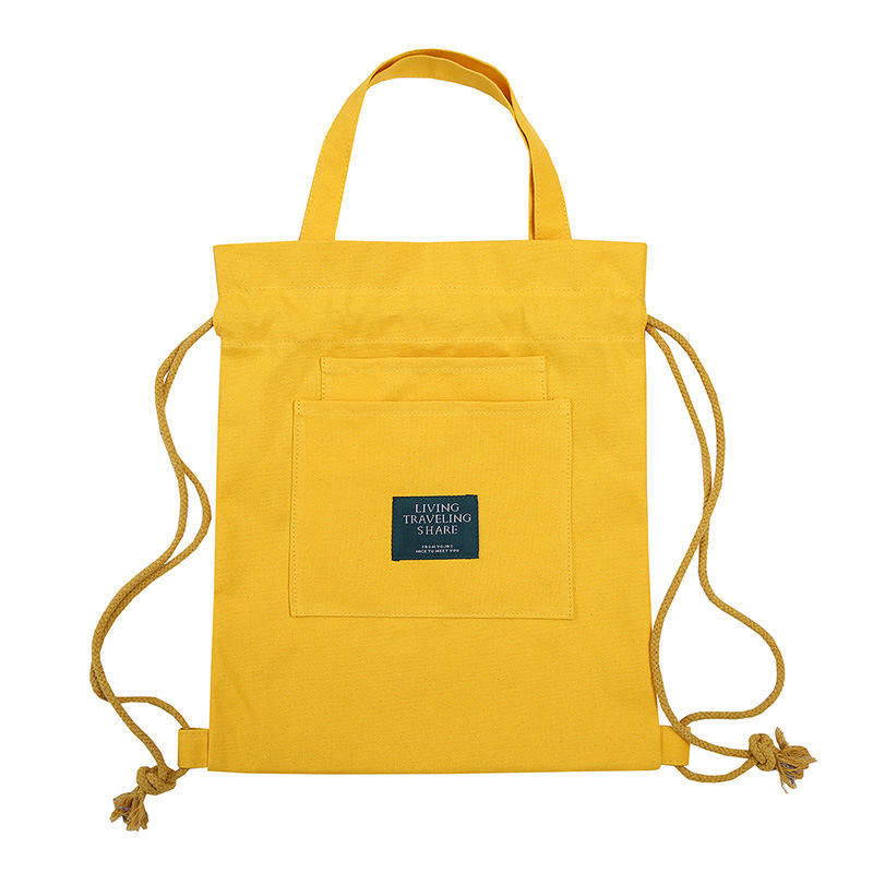 Student Tutorial Handbag Custom Logo Canvas Backpack with Pull-Belt Closure and Dual-
