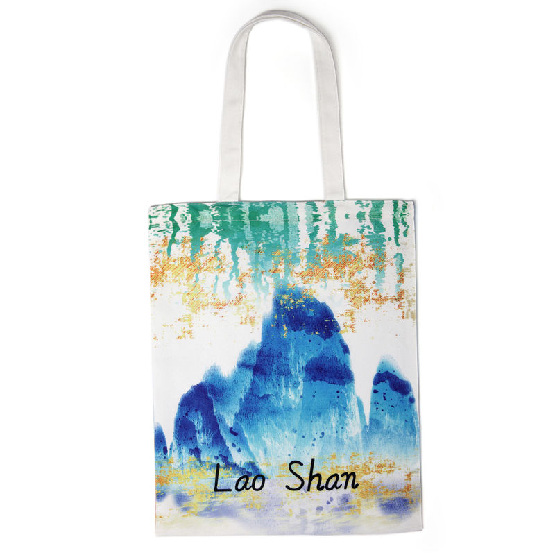 Custom Logo Accepted Tote Bag Recyclable Cotton Canvas Large Size with Zipper Pocket