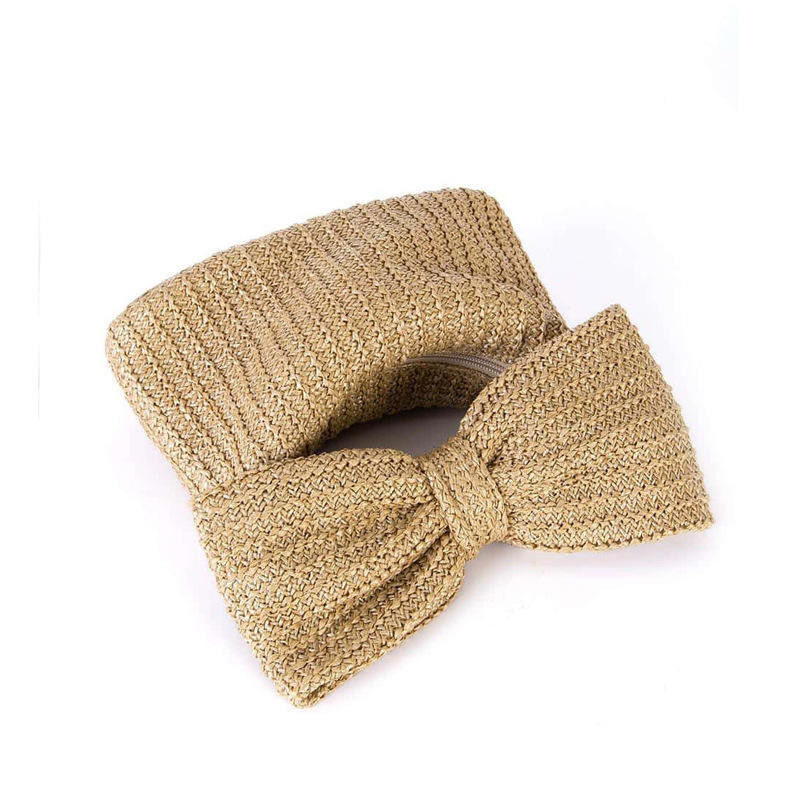 Shopping Bag Customized Women Bow Straw Woven Beach Raffia Clutch Handbag Casual Tote