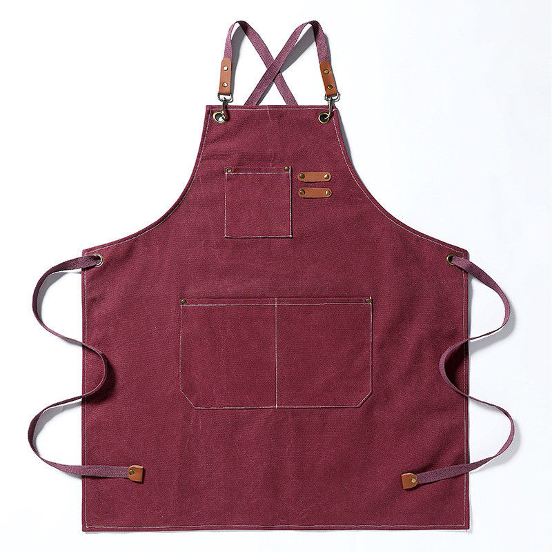 Unisex Apron for Kitchen and Restaurant Work Custom Logo Plain Black Chef Waiter Apron