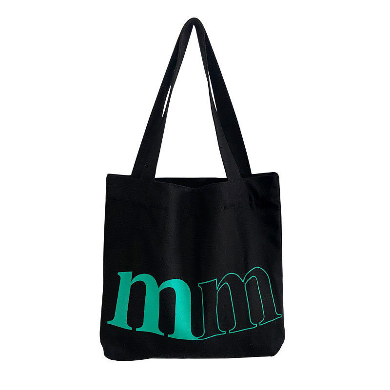 Customized Logo Simple Casual Letter Canvas Bag for Spring Summer Green Shoulder Bag