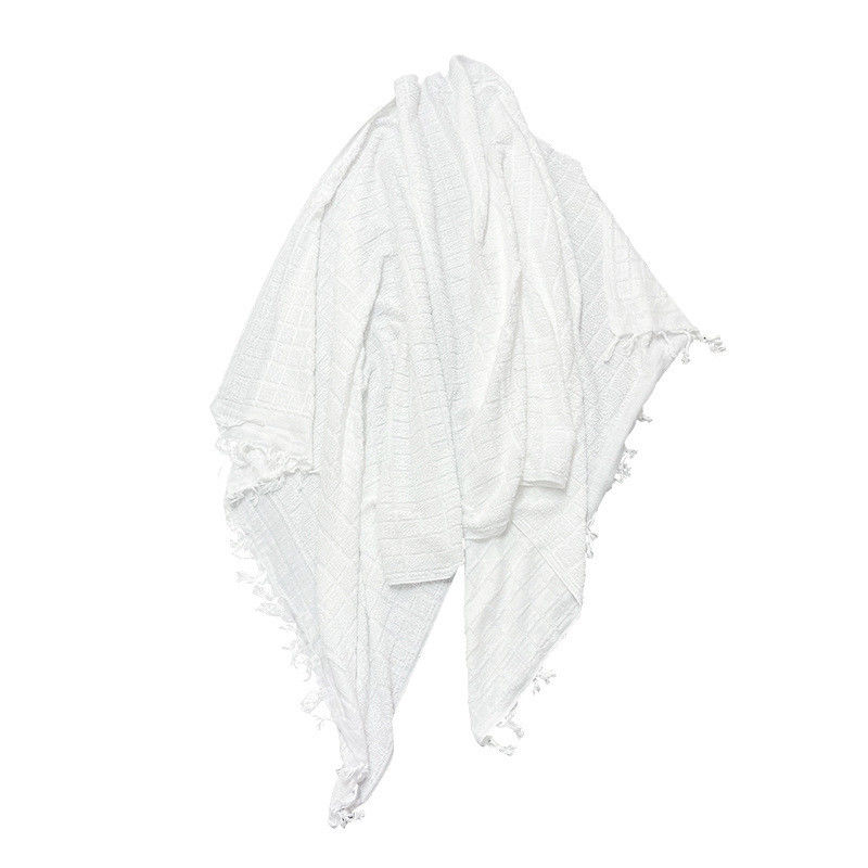Polyester Muslim White Color Men's Ihram Towel for Hajj/Ehram and Others Pattern Type