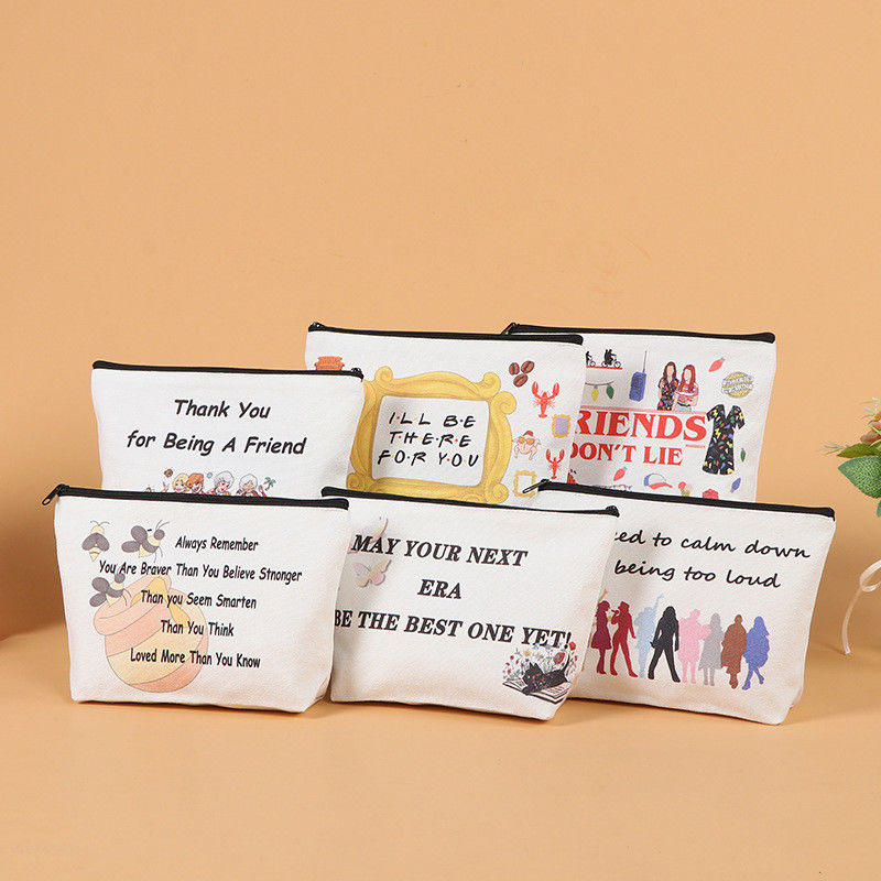 Printed Zipper Luxury Cotton Small Canvas Pouch Travel Cosmetic Bag for Fashion Style