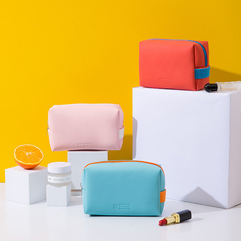 Printed Lady Leather Cosmetic Bags with Colorful Candy Color and Zipper Closure