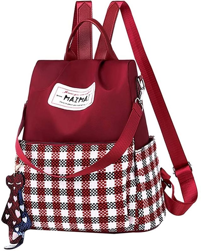 Interior Slot Pocket Women Oxford Plaid Backpack Purse for Anti-Theft Travel School