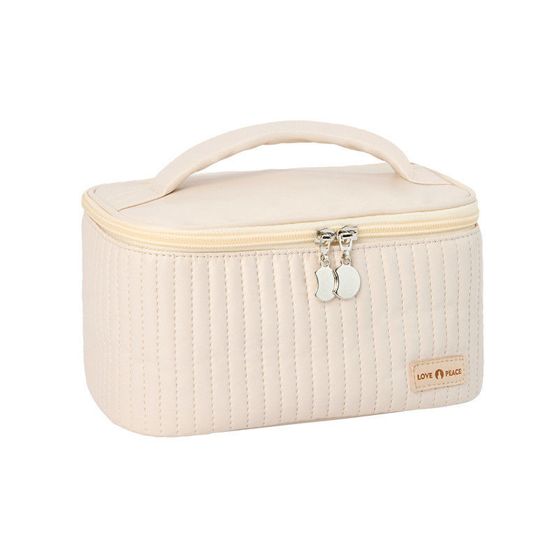 Women's Waterproof PU Cosmetic Tote Bag with Zipper Closure and Portable Design
