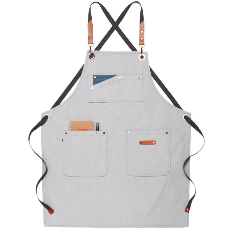 Kitchen Cotton Canvas Aprons With Pocket for Custom Logo Printed Home Restaurant Bar
