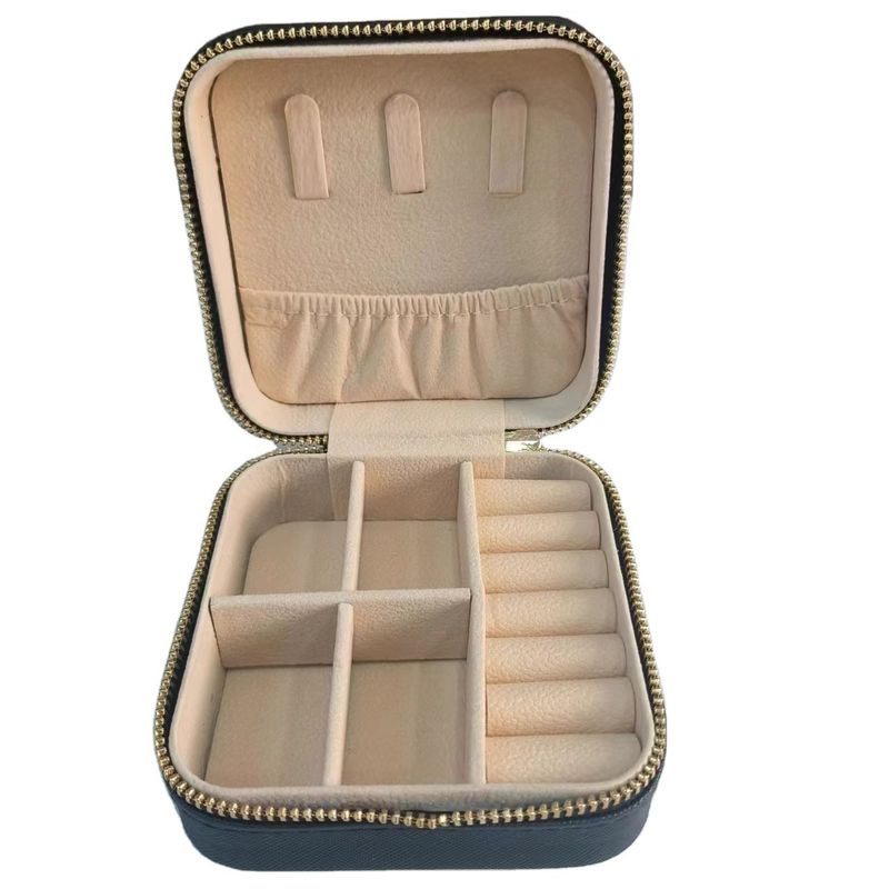 Convenient Custom Logo Leather Carrying Holder Zipper Portable Bag for Jewelry Storage