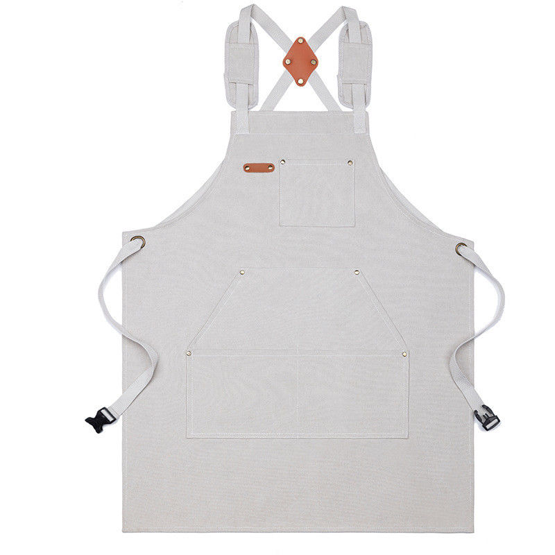 Wait Staff Uniform Waterproof Chef Apron for Cafe Restaurants Kitchen in Cotton Canvas