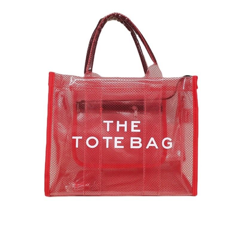 All Seasons Fashion Style Large Capacity Print Foldable Clear Pvc Shopping Tote Bag