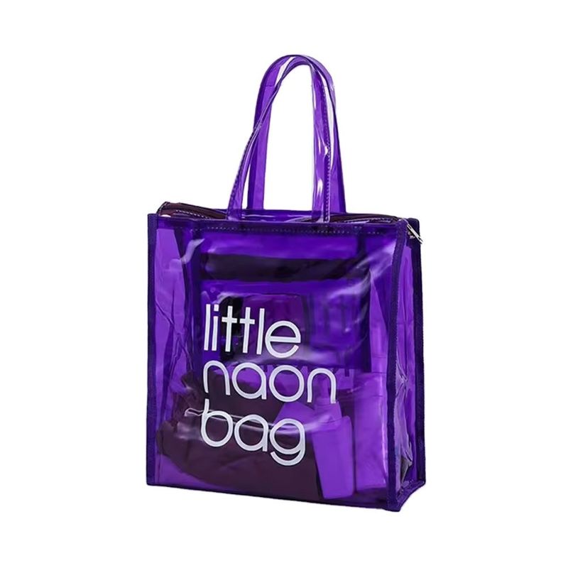 Transparent PVC Tote Bag for Summer Beach Custom Logo Waterproof Large Size Candy Color