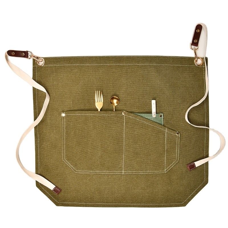 Men Work Apron with Tool Pockets and Customized Color on Half-body Canvas