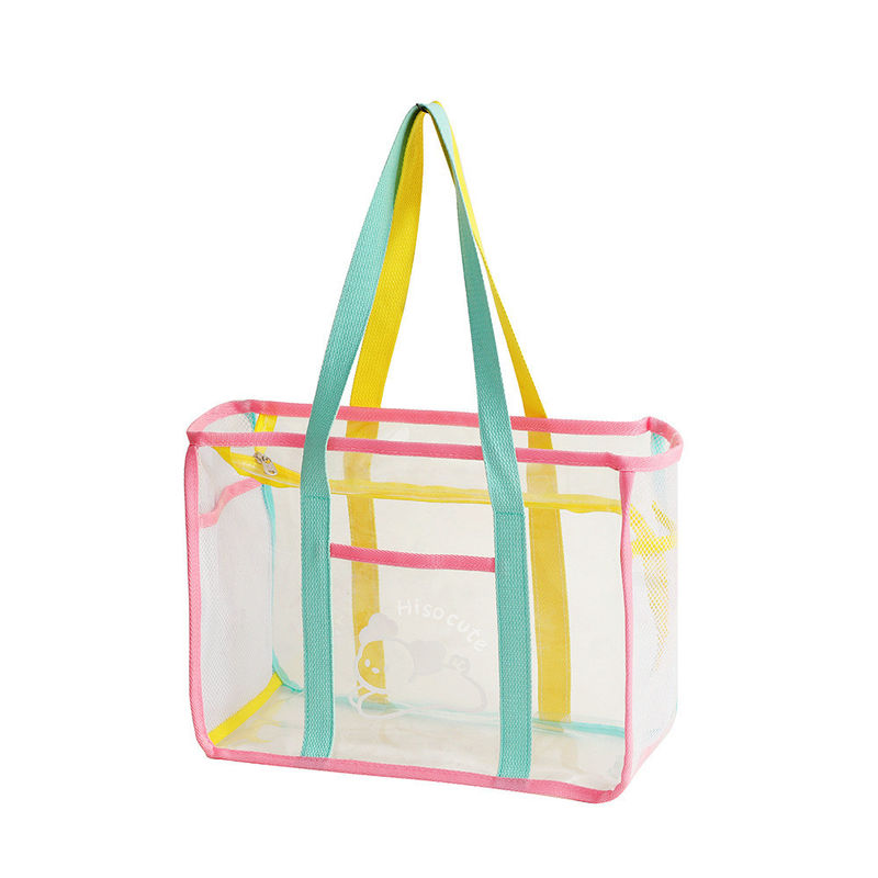 Transparent PVC Tote Bag Clear Candy Colors U-shaped Beach Shopping Handbag for Women