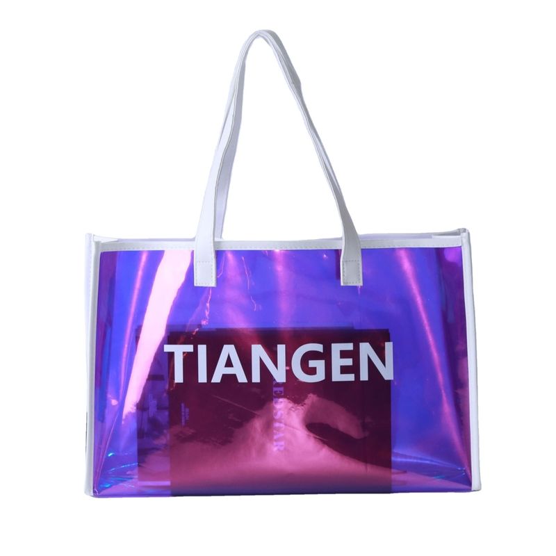 Transparent PVC Jelly Bag Holographic Fashion Shoulder Shopping Plastic Bag for Women